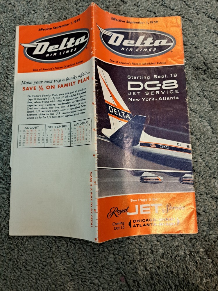September 1 1959 Delta Air Lines Schedule