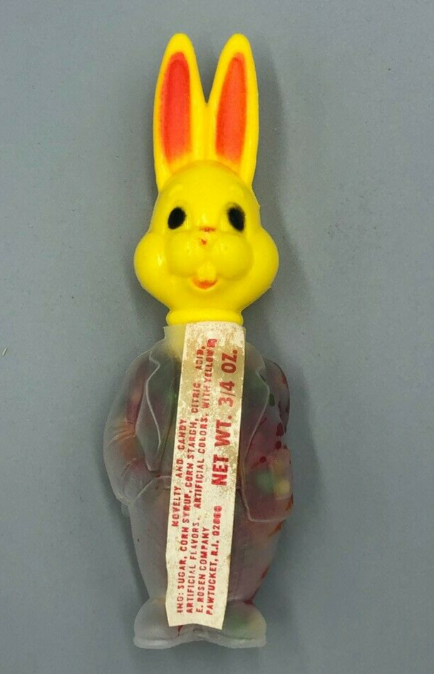 c 1980 E Rosen EASTER BUNNY Rabbit Vintage CANDY CONTAINER Rosbro RETRO