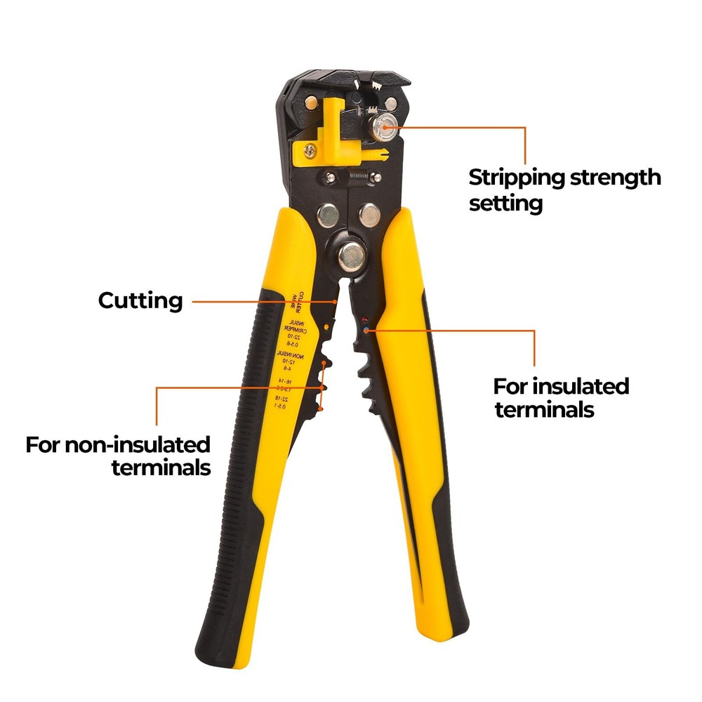 Self-Adjusting Insulation Wire Stripper Cable Cutter Crimper Terminal Tool 8"