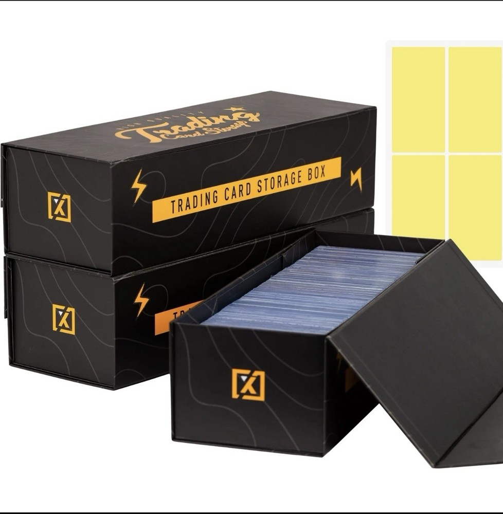 K Stackable Black Cardboard Trading Card Storage Box Organizer for Trading Cards