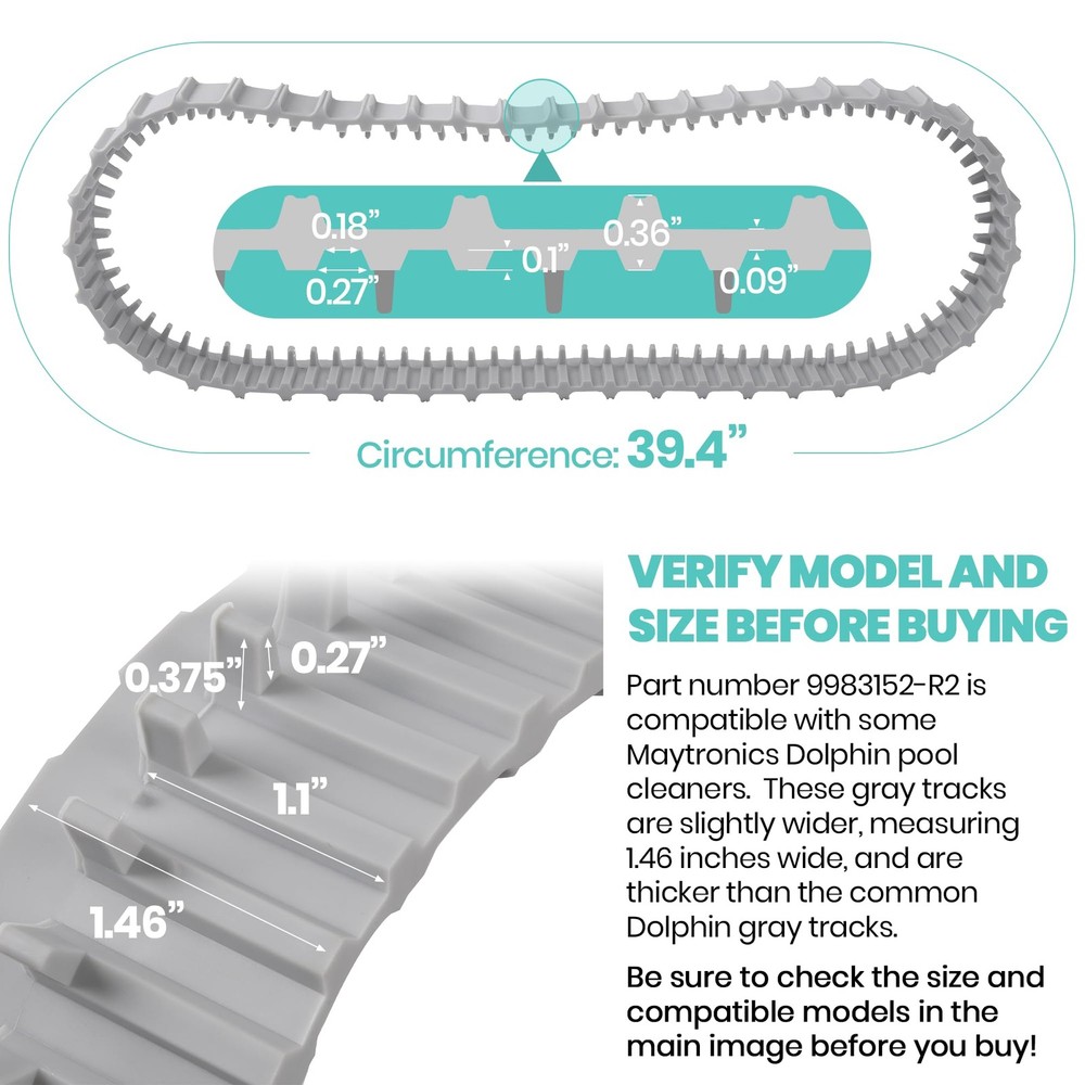(2 Pack) Replacement Gray Tracks for Maytronics Dolphin Robotic Pool Cleaners