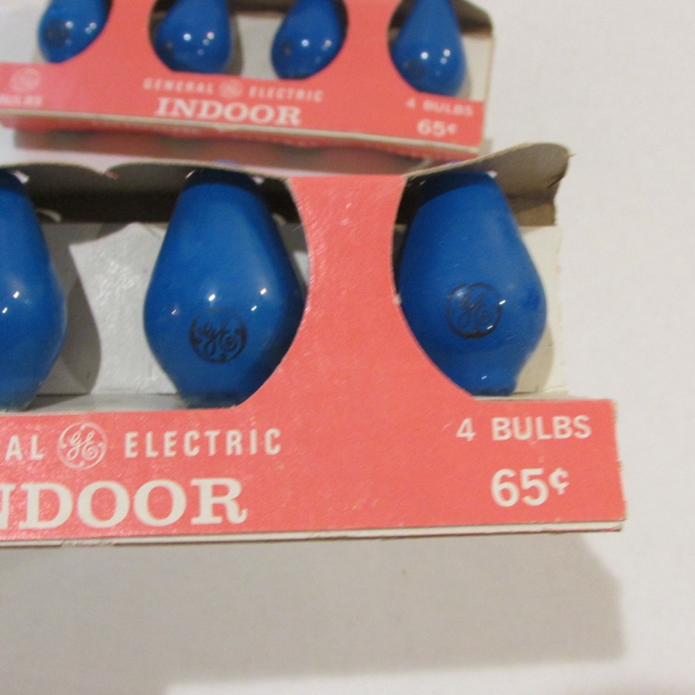 12 VTG C7 Christmas Light Replacement Bulbs Work Blue GE Scroll Circle Package