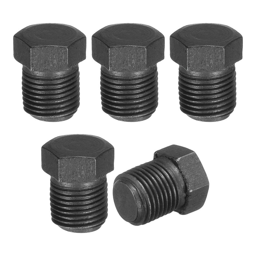 1/8 PT Male Outer Head Hex Thread Socket Pipe Plug Fitting, 5Pcs, Black