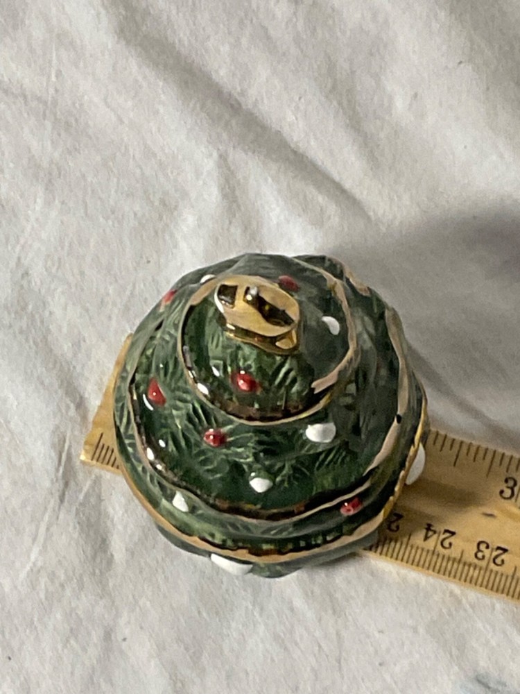 JCM Christmas tree trinket/keepsake box ceramic 2 3/4”