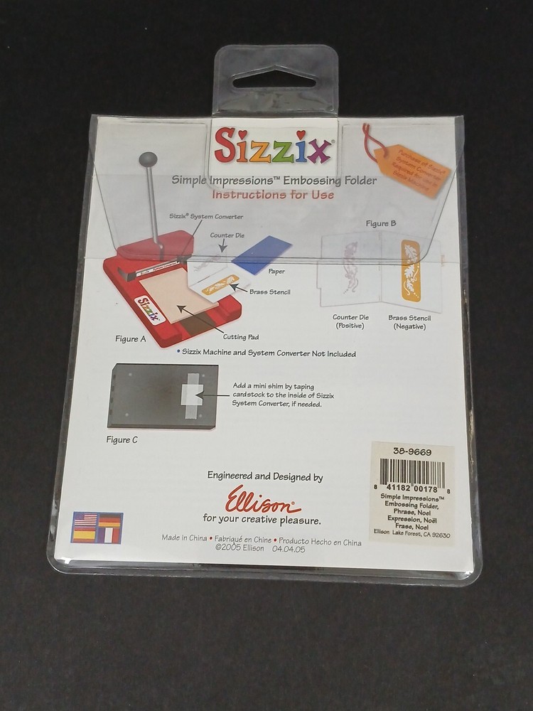 Sizzix Simple Impressions Embossing Folder NOEL 38-9669 Christmas