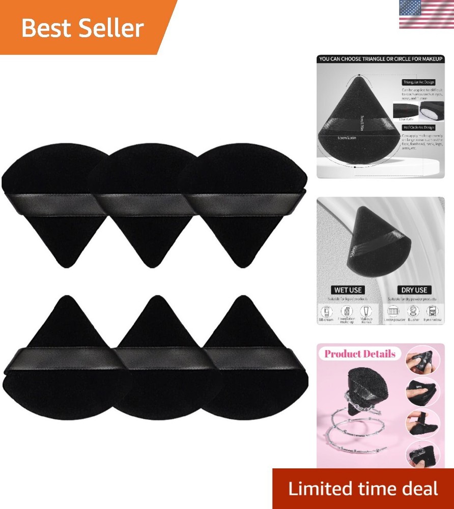 Dual-Use Triangle and Round Makeup Puffs - 6 Pcs for Perfect Application