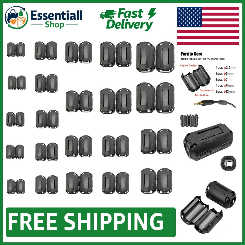 Ferrite Beads 22-Piece Set - Effective EMI Filter for Home Electronics