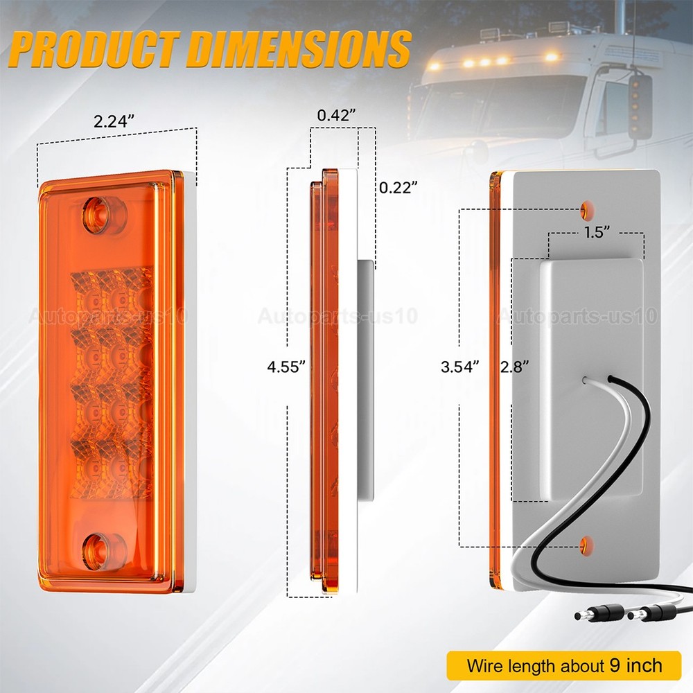5PCS Amber LED Cab Roof Marker Lights for Freightliner 564.46072 22-51942-000