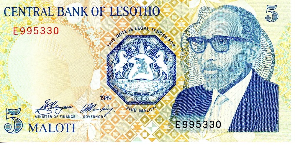 Lesotho 5 Maloti Year 1989 Uncirculated Banknote