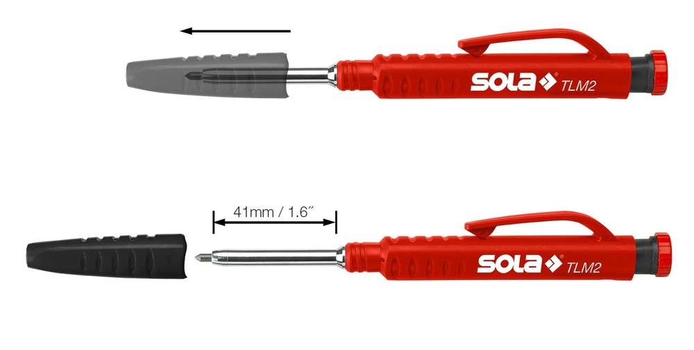 SOLA TLM2 Deep Hole Marker Construction Pencil with Built-In Sharpener, Long-...