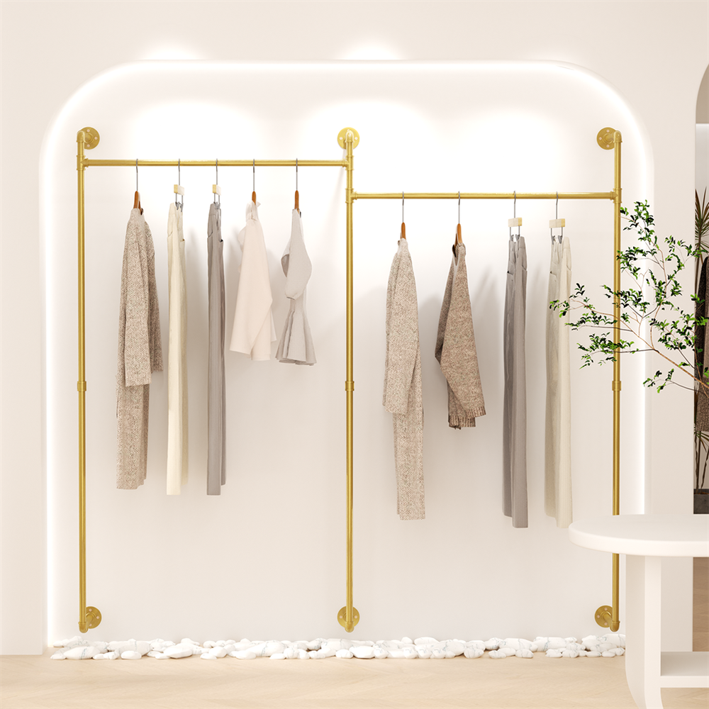 Large Industrial Pipe Clothes Rack Hanging Open Wardrobe Boutique Display Stand