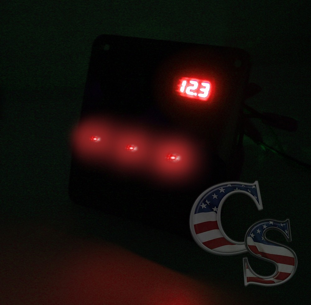 Red 35A 3 Gang Car Rocker Switch Panel USB Socket Power Plug Voltmeter Charger