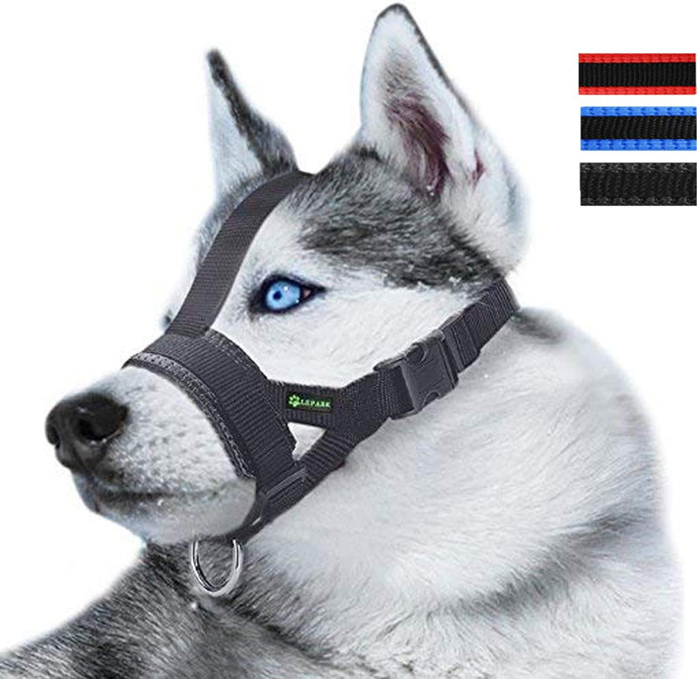 Head Strap Dog Muzzle Prevent from Taking off by Paws for Small,Medium and Large