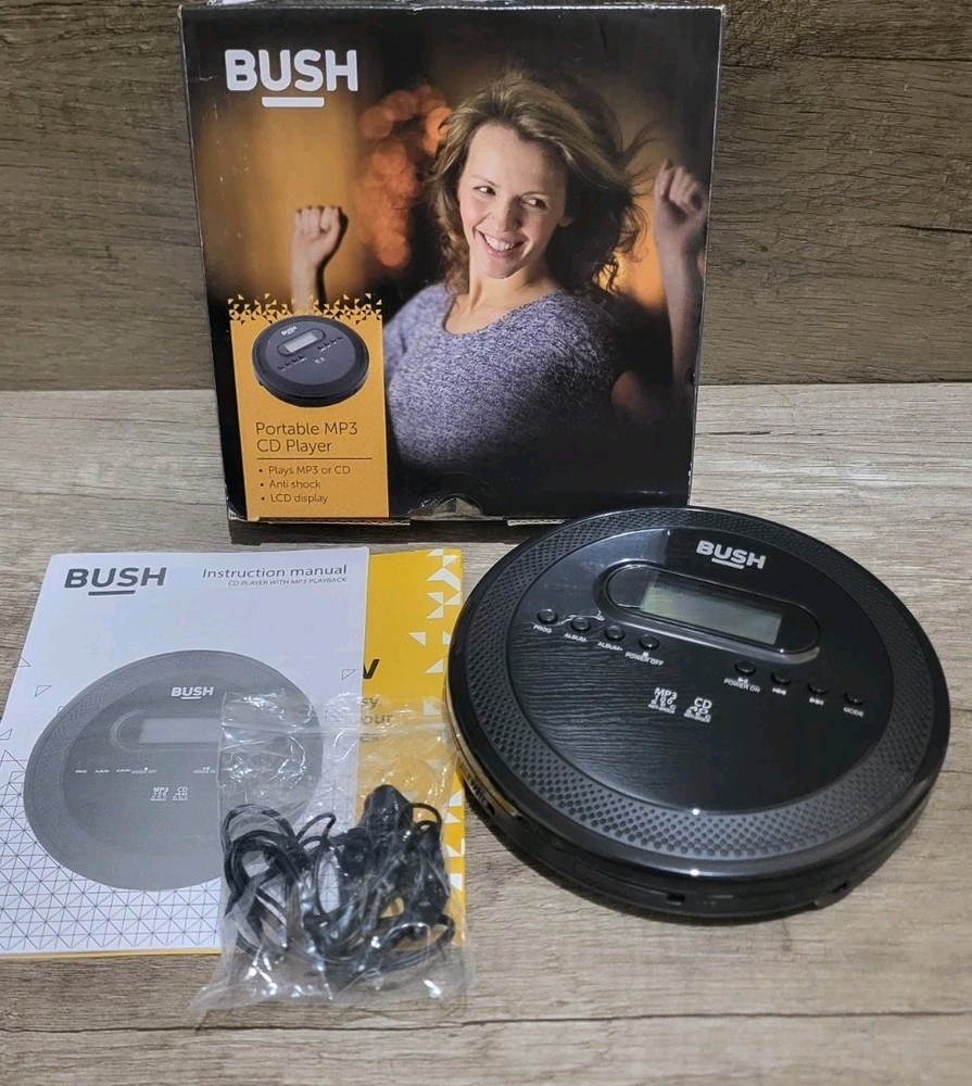 Bush PCD-320B Portable MP3 CD Player - Black (Tested & Working)