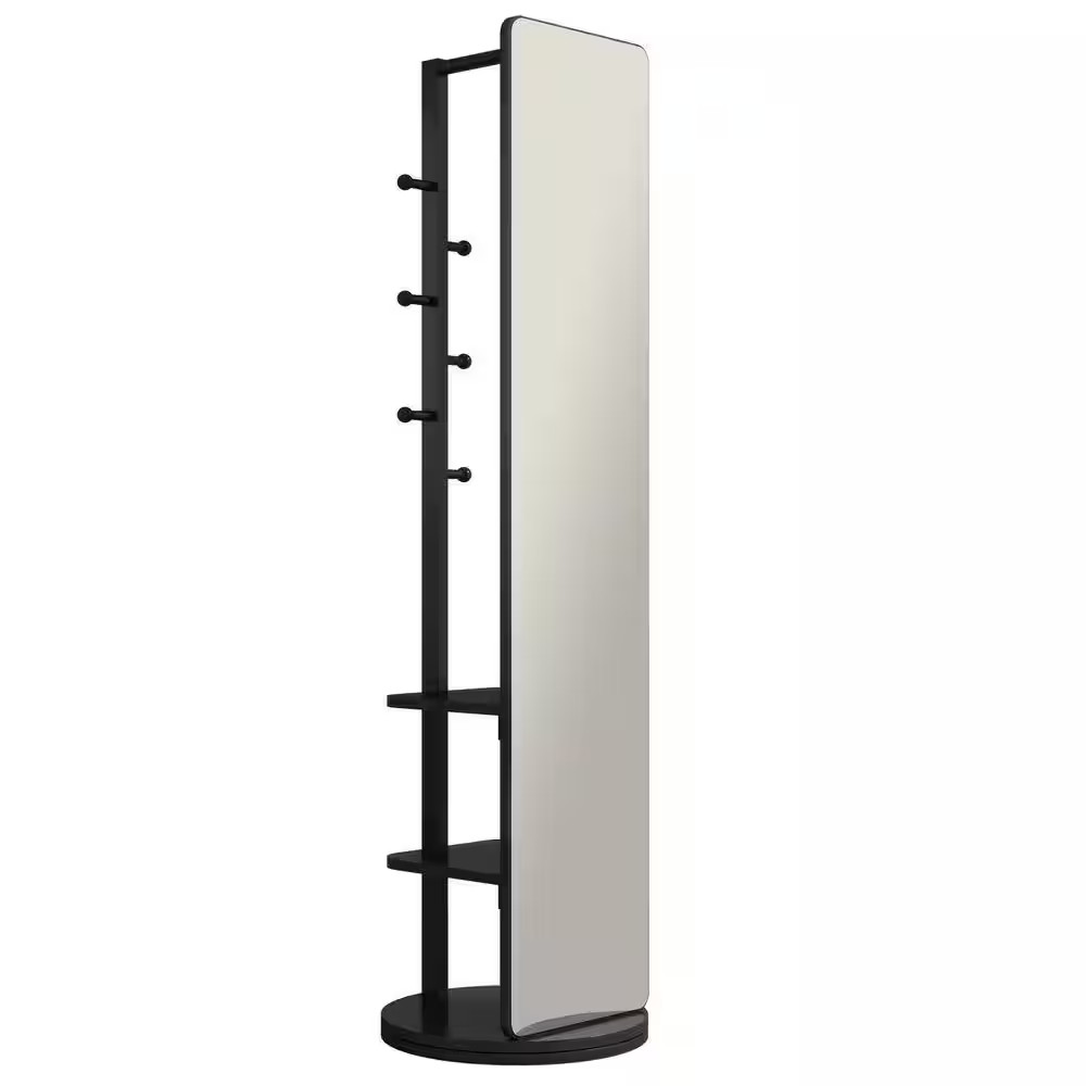 360° Rotating 18 In. W X 66 In. H Rectangular Framed Bathroom Vanity Mirror in B