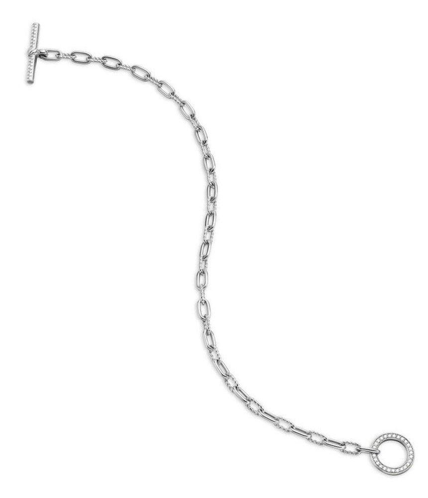 Cable Silver Toggle Bracelet With Pave Diamonds