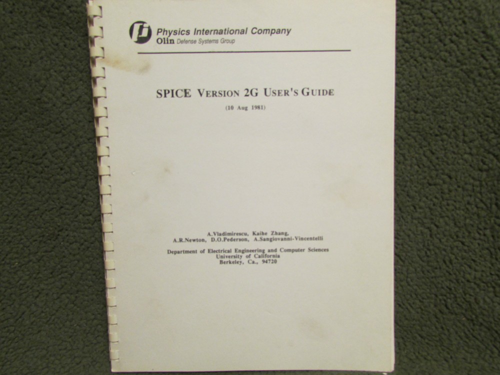 SPICE Version 2G User's Guide UC Berkeley 1981