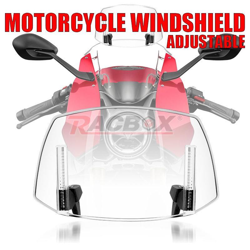 Universal Clip On Windshield Extension Spoiler Wind Screen Deflector Motorcycle