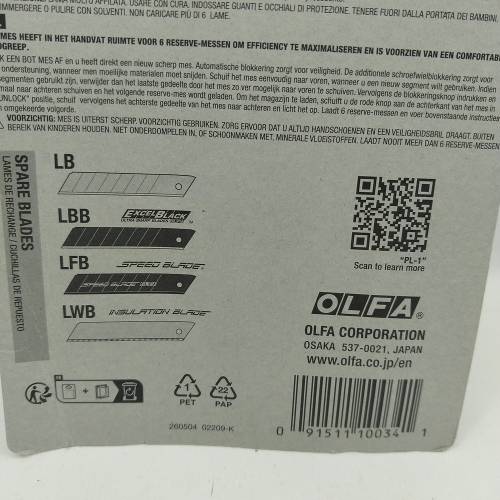 OLFA 18mm PL-1 Pro-Load Multi-Blade Auto-Load Utility Knife