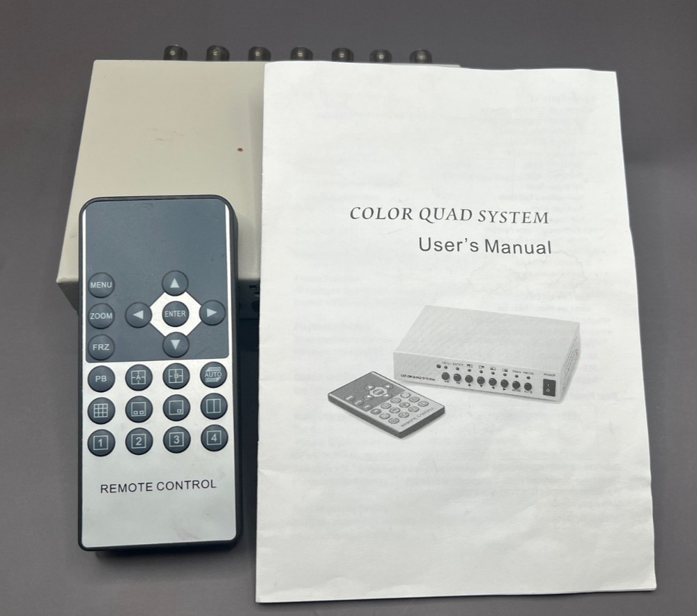 4CH Color QUAD System Video Splitter CCTV DVR Camera Processor w/ Remote Control