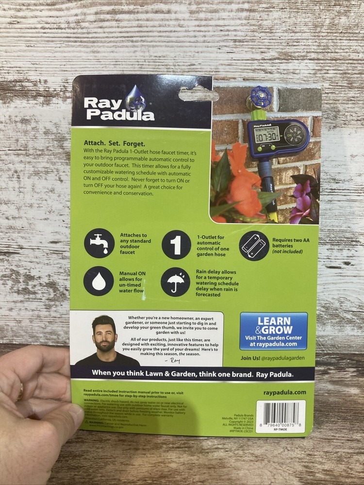 Ray Padula 1-Zone Programmable Electronic Sprinkler Timer for Yard Garden Hose