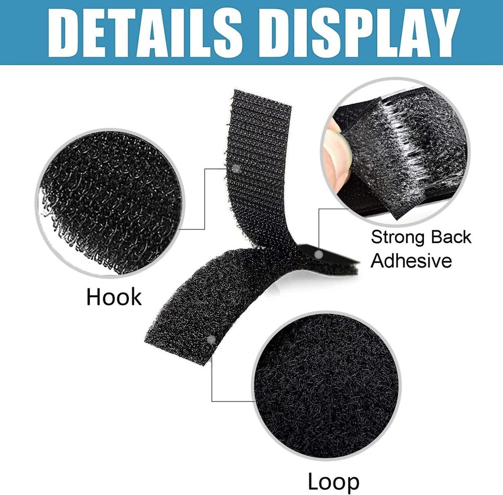 20 Sets Hook and Loop Strips with Adhesive 1x4 inch, Strong Back Adhesive Fasten