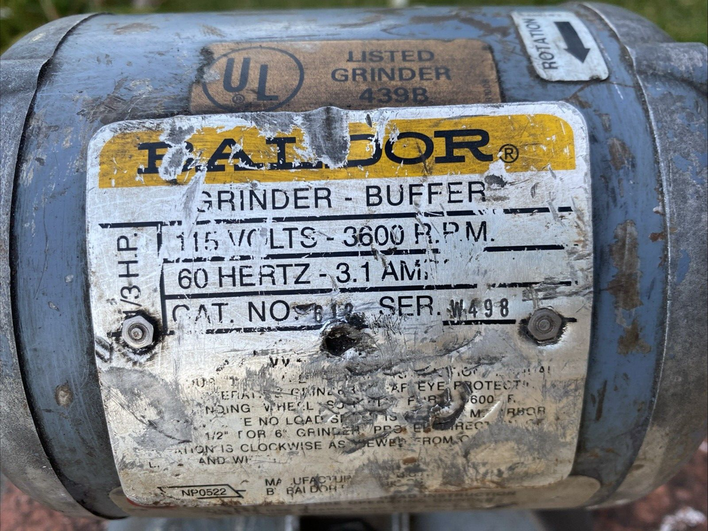 Baldor Grinder-Buffer 612 115V 3600 Rpm