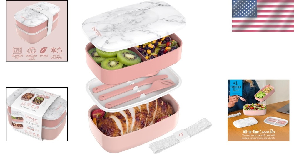 Portable Stackable Bento Lunch Box with Utensils - Ideal for Work & School