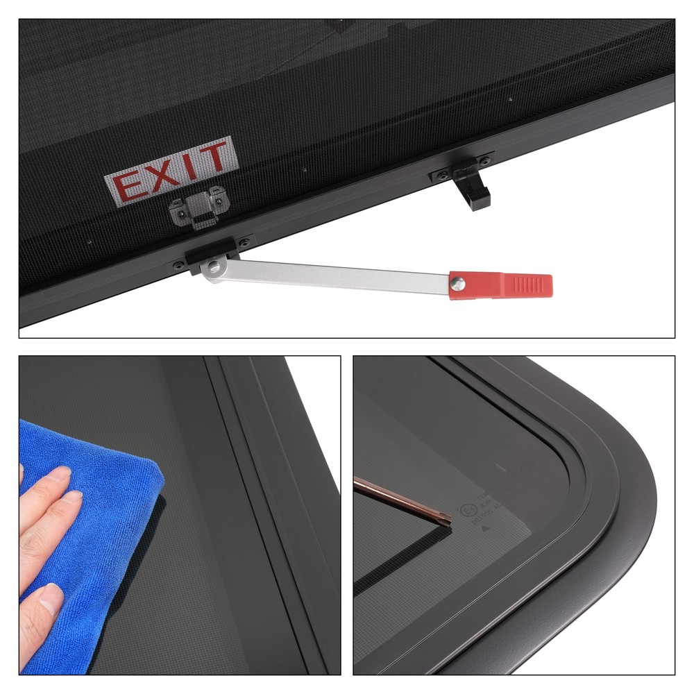 For Camper 36" W x 22" H RV Exit Window W/ Trim Ring Emergency Push Out Window