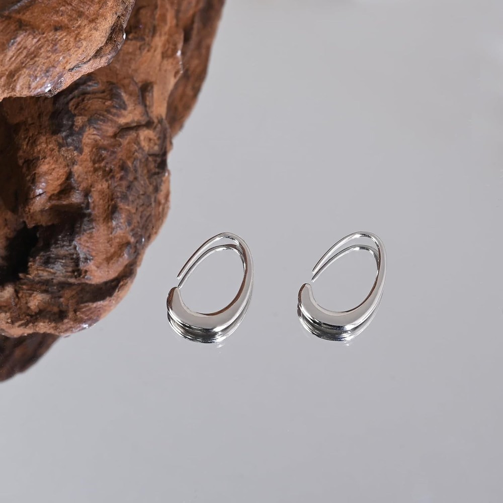 Tiny Pull Through Earrings Small Teardrop Hoop 925 Sterling Silver