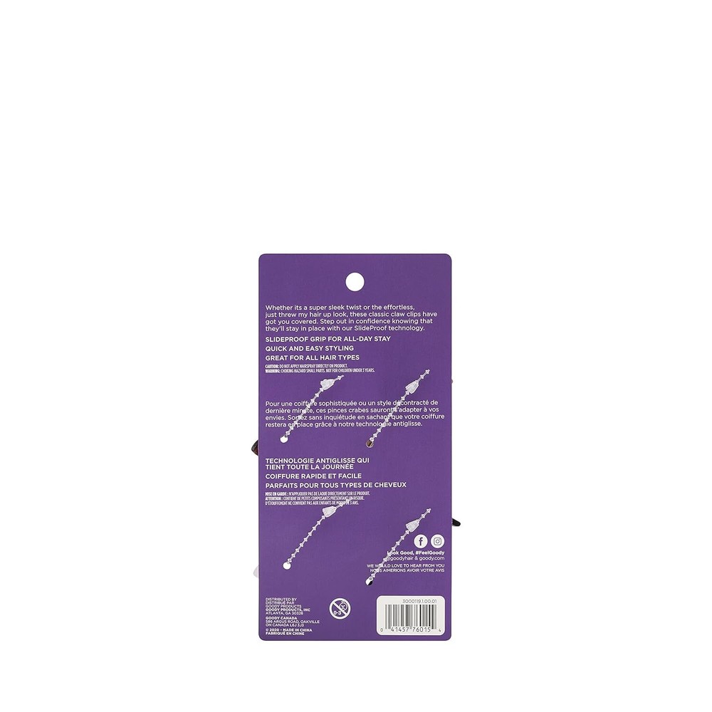 Goody SlideProof Classics Medium Claw Clips - 4ct Assorted Neutrals Hair Styling