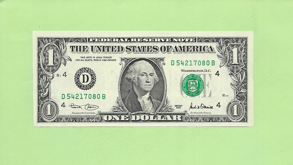 2001 ..UNCIRC $1  D 5421 7080 B .... 2001 $1  D-B     NICE NOTE         FRN