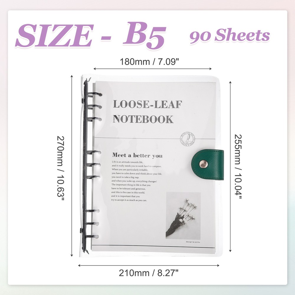 9-Ring B5 Notebook Binder with 90 Sheets Lined Paper for Planner, Blue