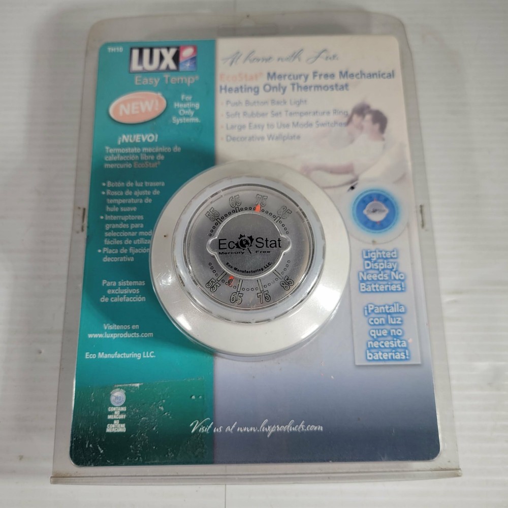 Lux Easy Temp THC15 Heating Cooling Mechanical Thermostat Lighted Display