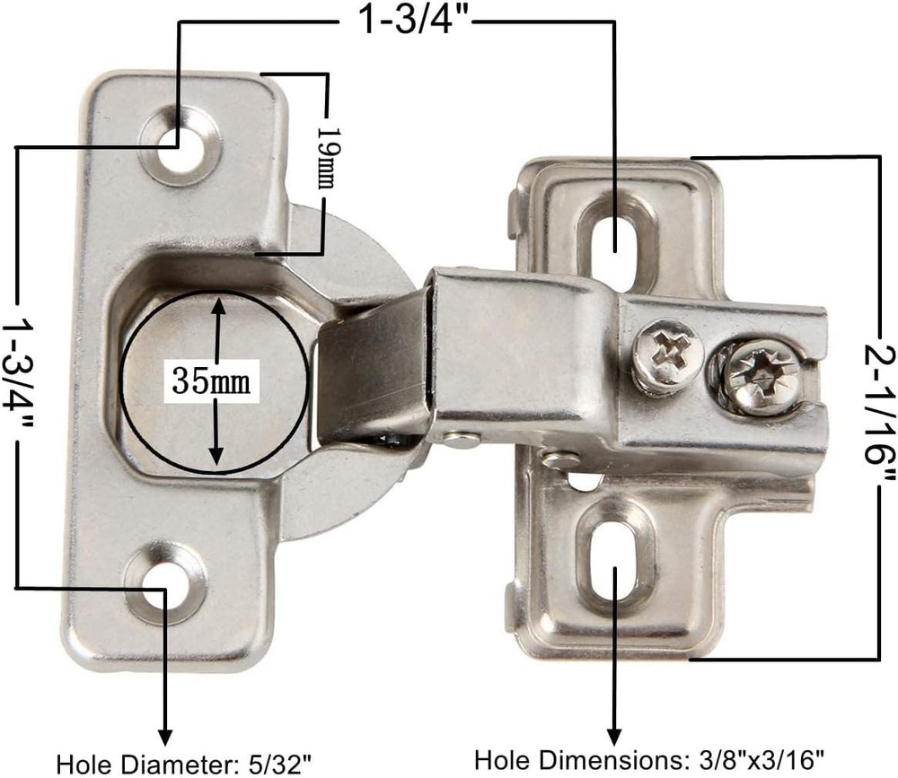 Frame Concealed Euro 105Deg Closing Compact Cabinet Hinges (6 Pack)