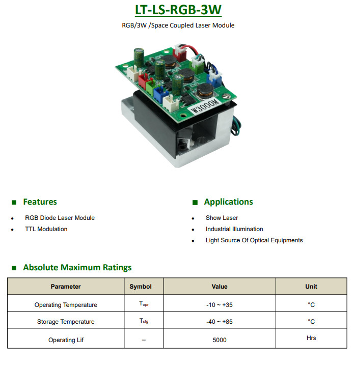 3W RGB Space Coupled Laser Module