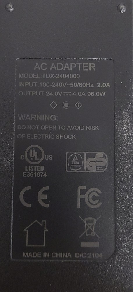 Genuine Original Elegoo Saturn 1 AC Adapter MODEL TDX-2404000