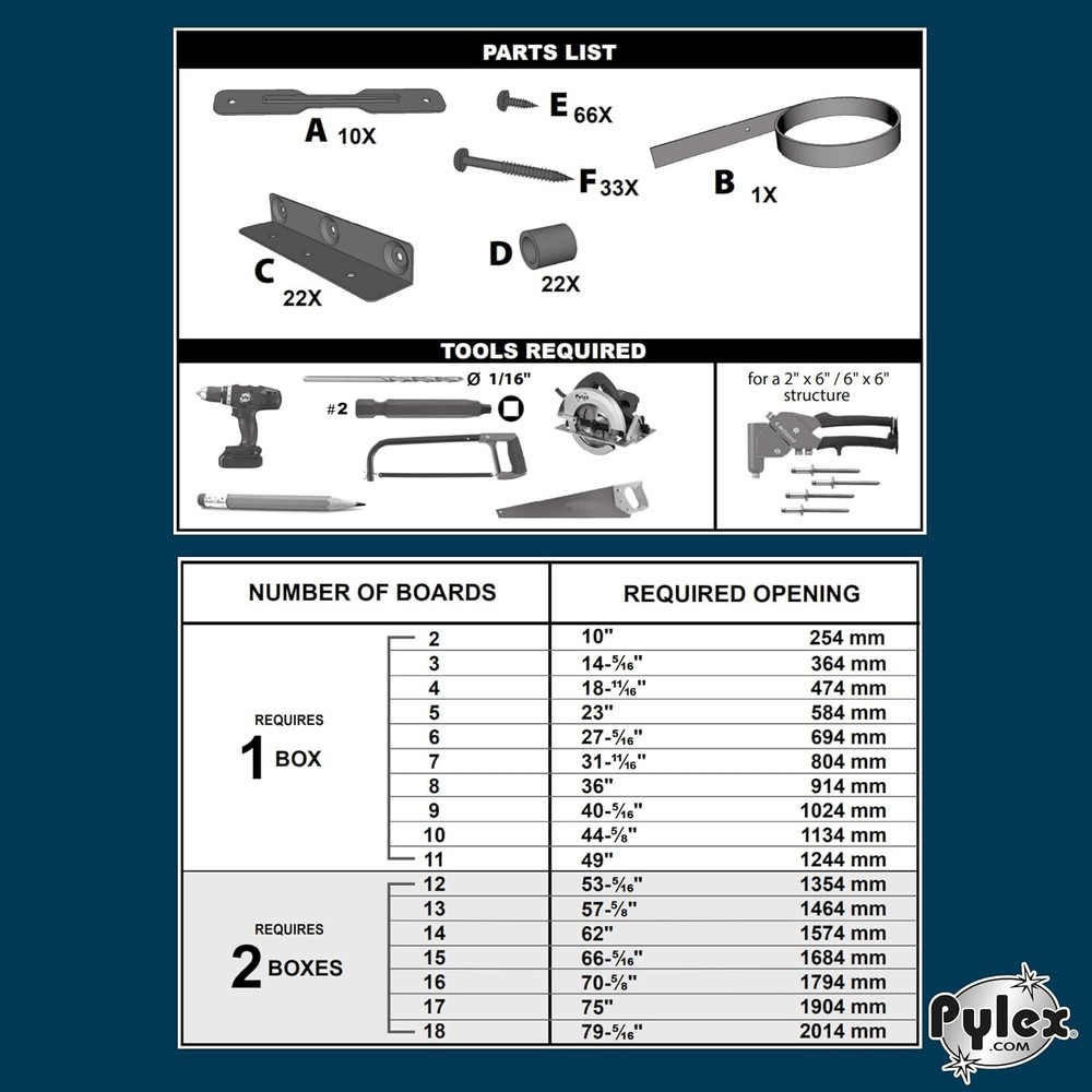 Deck Sunblind System 11060, Louvers Bracket Shutter Hardware Kit