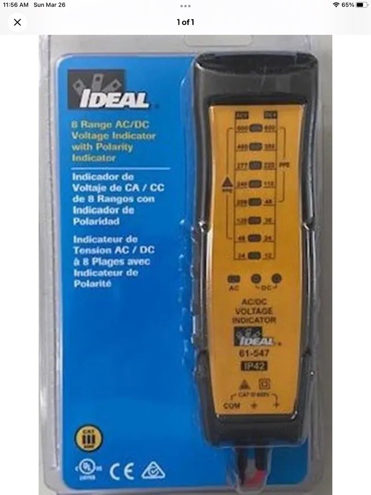 Ideal 61-547 8 Range AC/DC Voltage Indicator Brand New