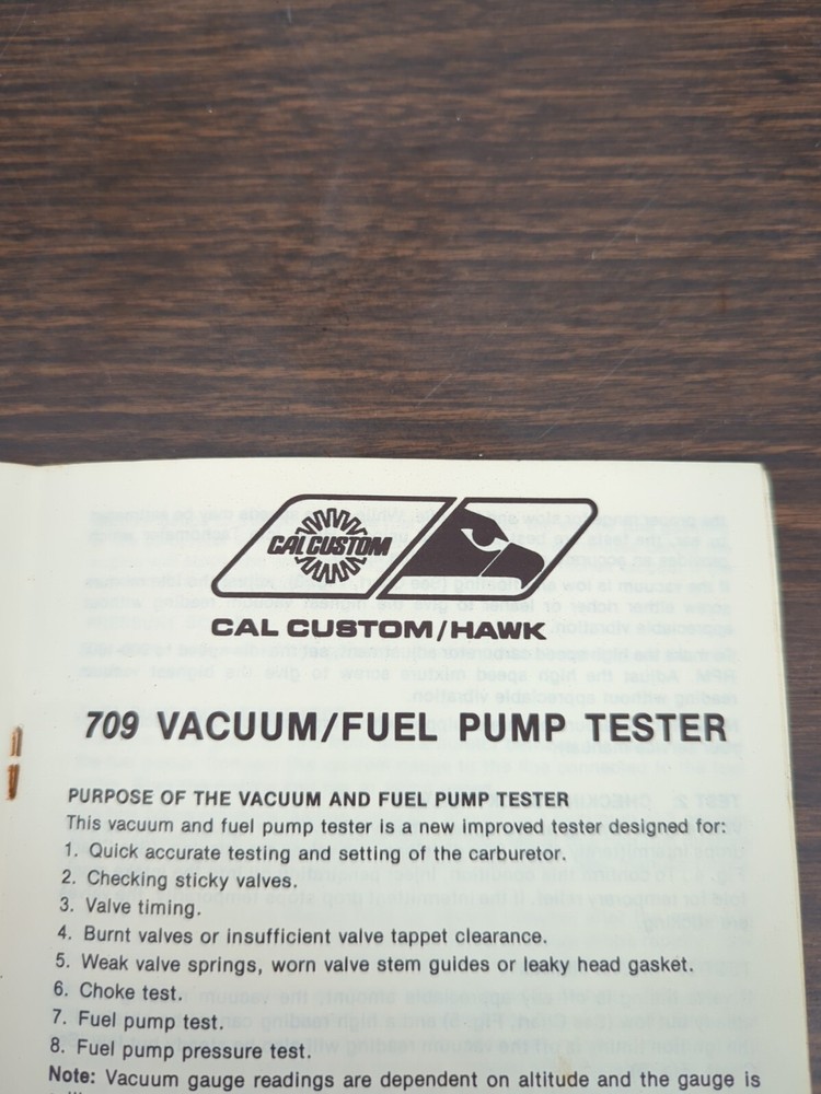 Cal Custom Hawk Operating Instructions Manual For Tachometer Compression Timing