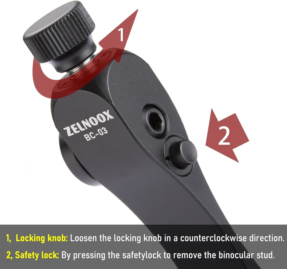 Binocular Tripod Adapter | Quick Release, 1/4"-20 Thread & Arca-Dovetail, CNC Al