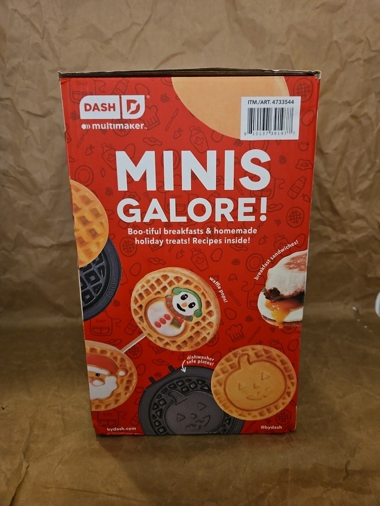 Dash MultiMaker™ Mini System Holiday Waffle Maker with 7 Removable Plates-NEW