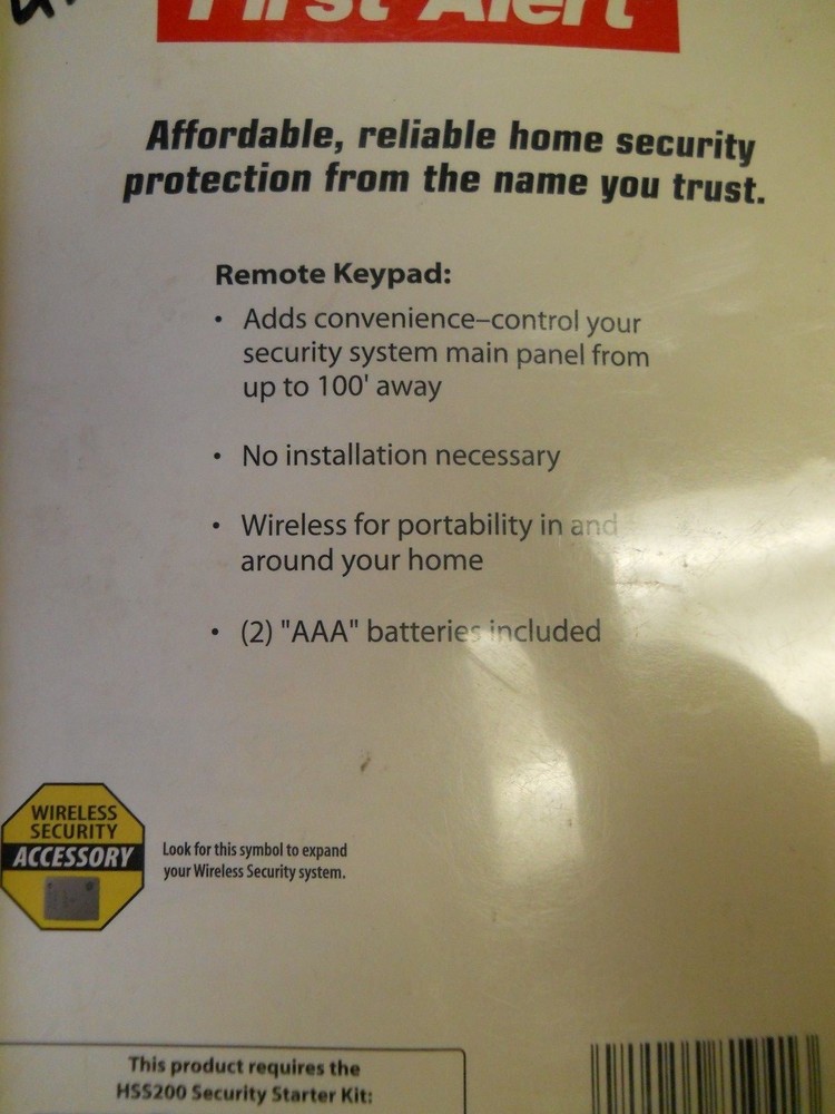 DIY REMOTE KEYPAD, 1ST ALERT, HSS43, WIRELESS SECURITY ACCESSORY