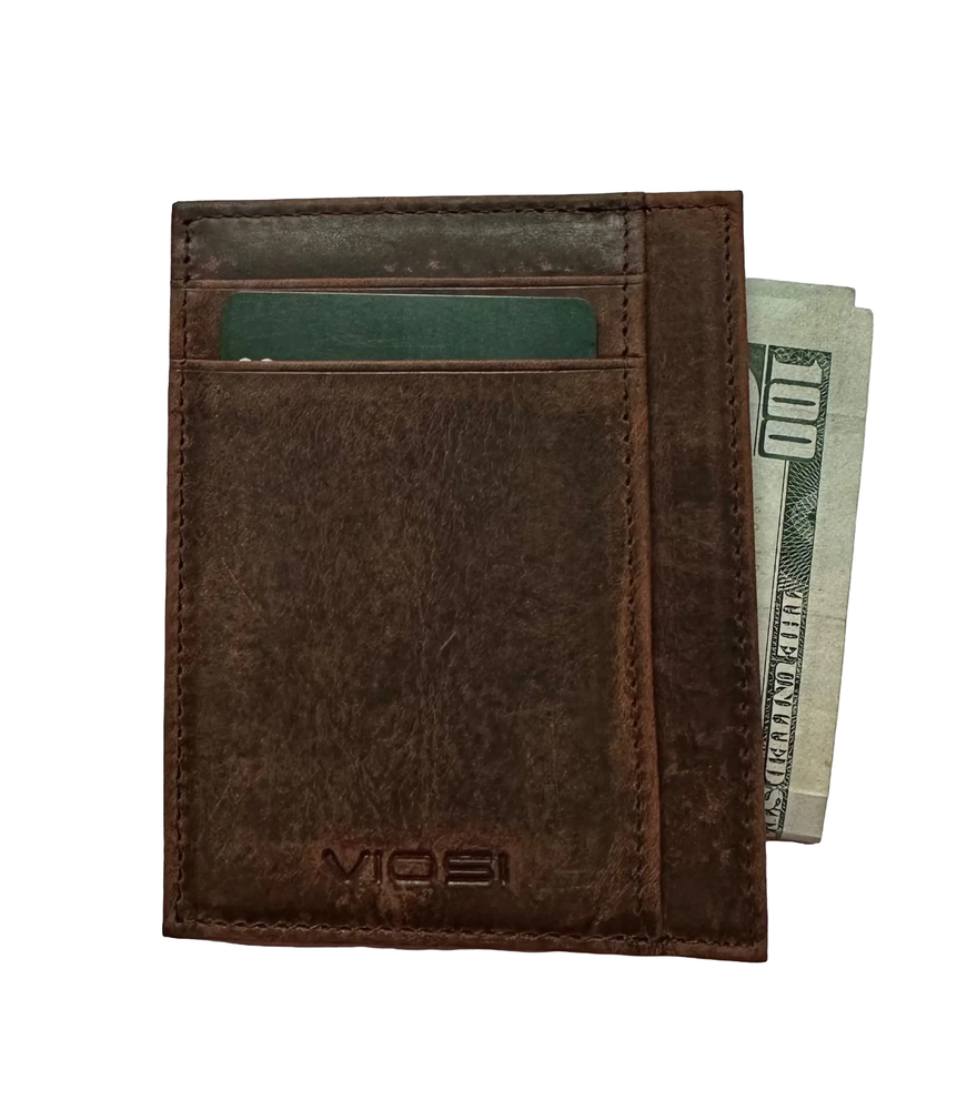 Twin Pocket Wallet RFID Blocking Thin Leather Card Case, One Brown One Black