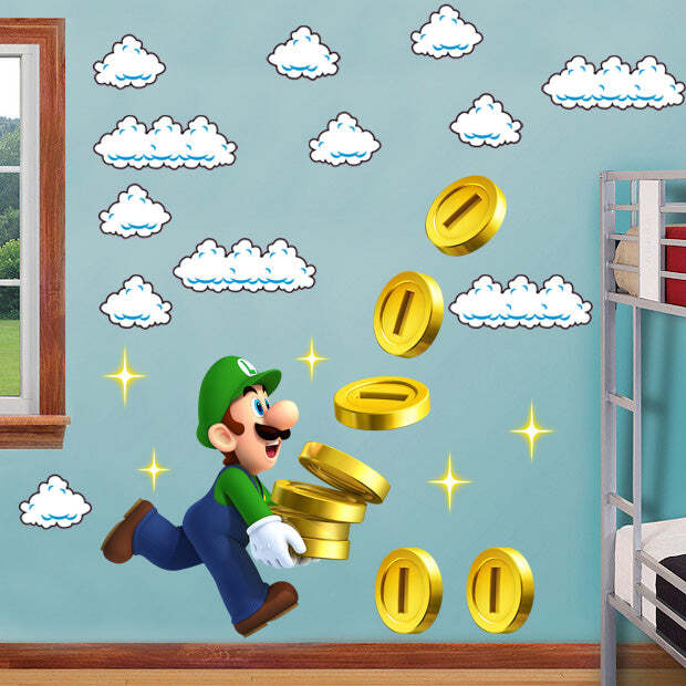 Clouds Scene Add-On Super Mario Bros Wall Sticker Decal 036
