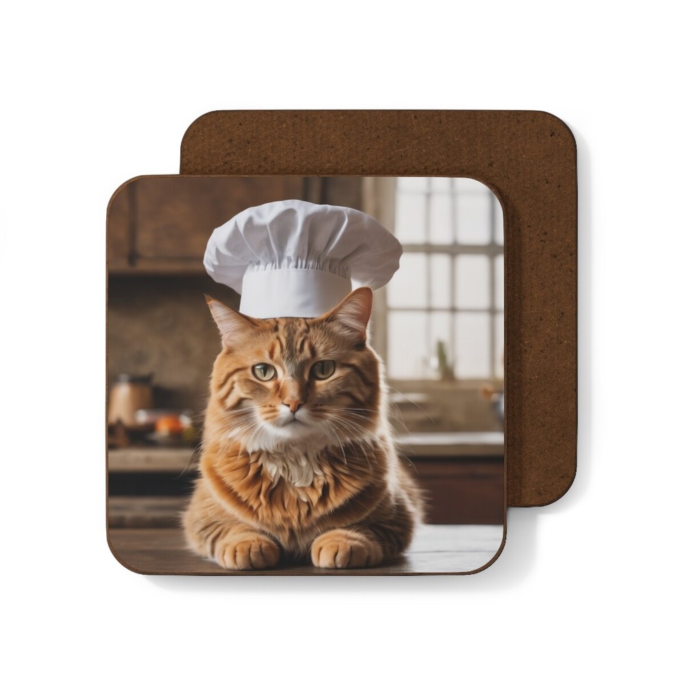 Chef Cat - Hardboard Back Coaster