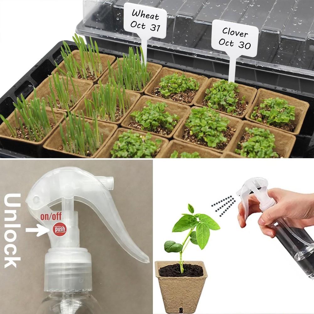 Seed Starter Kit with 100 Peat Pots for Seedlings Seed Starter Tray, 5 Plasti...