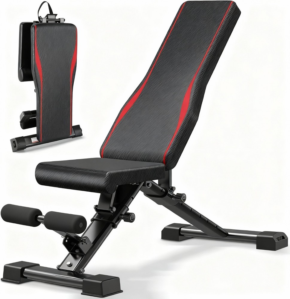 900LBS Weight Bench Adjustable Foldable Strength Training Full Body Workout Home