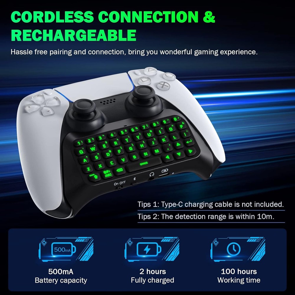 PS5 Controller Keyboard Chatpad Wireless Backlit