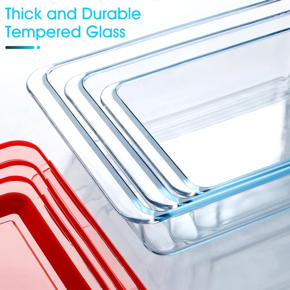 NUTRIUPS 1.5+2.4+3.7Qt Deep Glass Baking Rectangular with Lids-1.5+2.4+3.7Qt